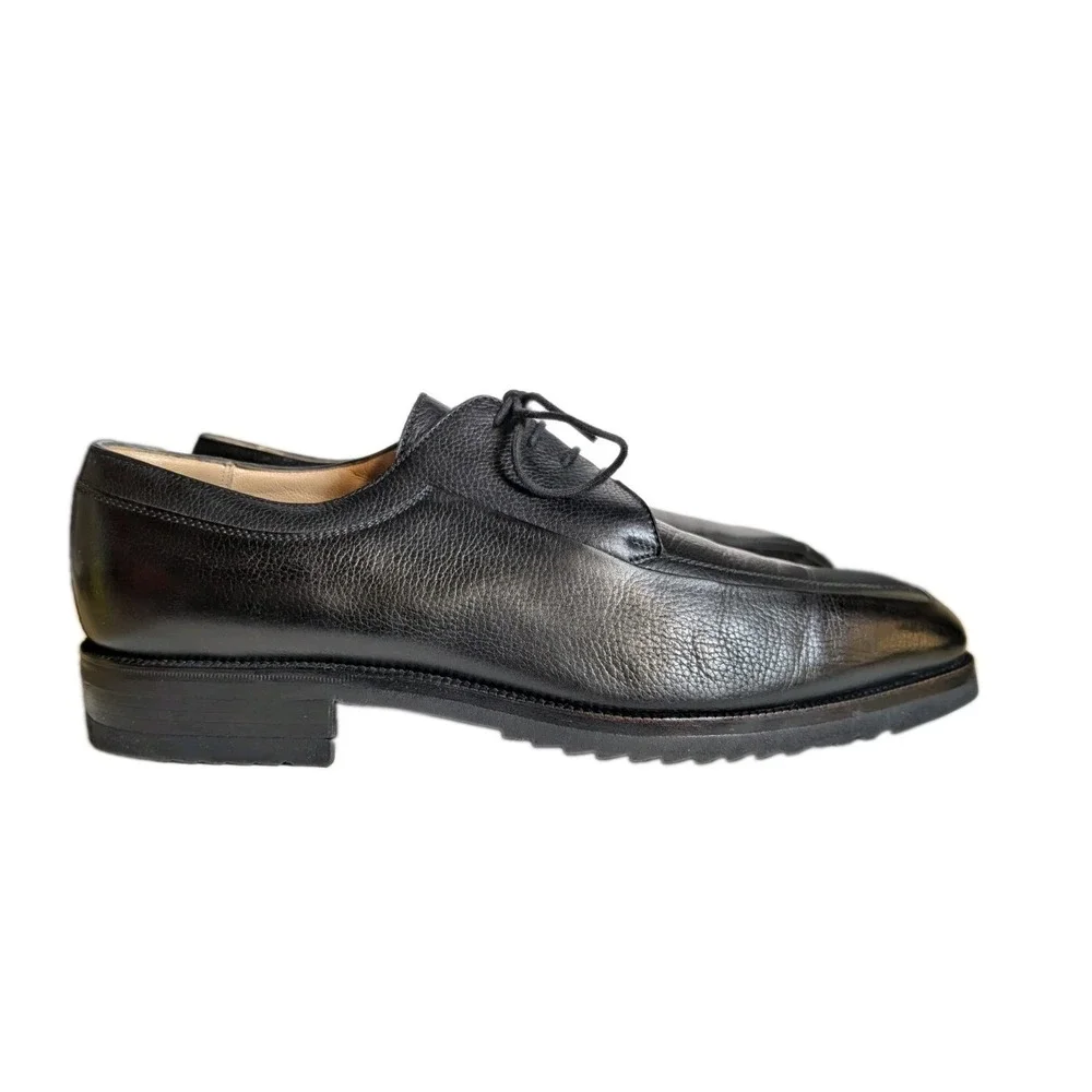 Gravati Arthur Beren Italy 16567 Black Pebbled Leather Apron Blucher Shoes 11 W